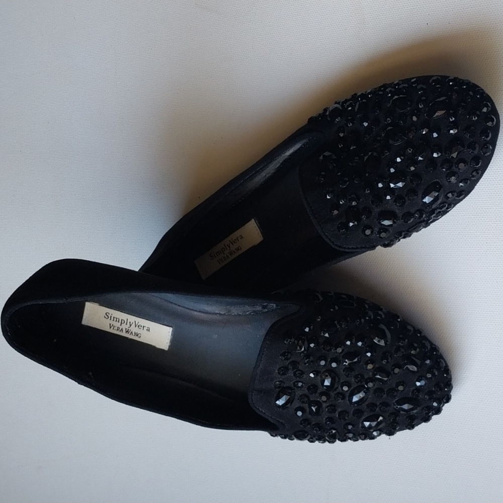 VERA WANG BALLET SHOES BLACK EMBELLISHED  6M